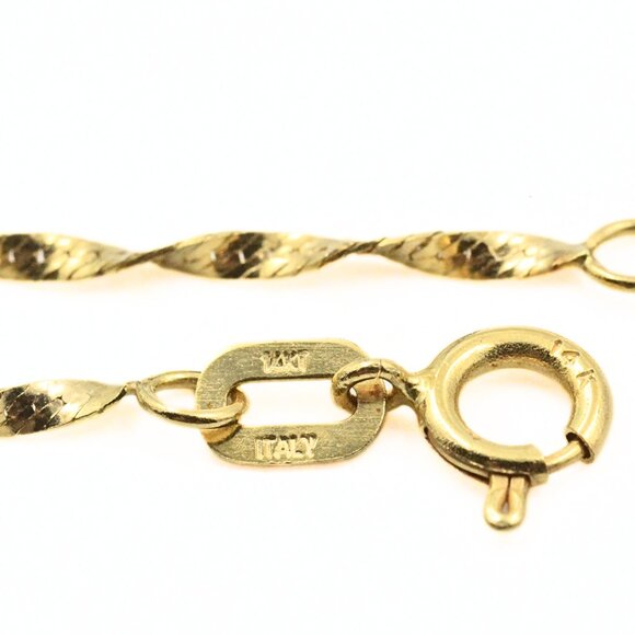 Opulent Dainty 14K Gold Citrine Tear Drop Shaped Twisted Rope Chain Necklace - Picture 6 of 10